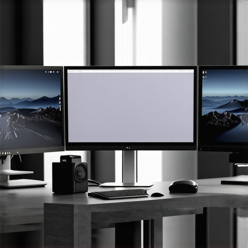 Modern workspace with multiple monitors connected to a Thunderbolt dock