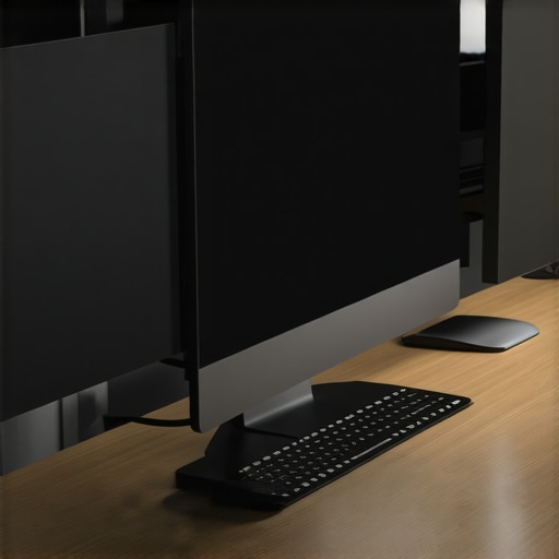 A professional workspace with multiple monitors connected through a Thunderbolt dock, showcasing advanced connectivity
