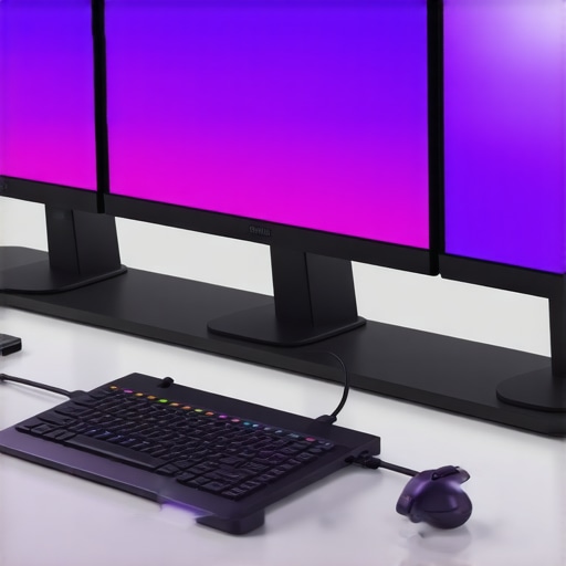 Laptop connected to a USB-C dock with multiple monitors, showcasing a tidy workspace with optimal power management