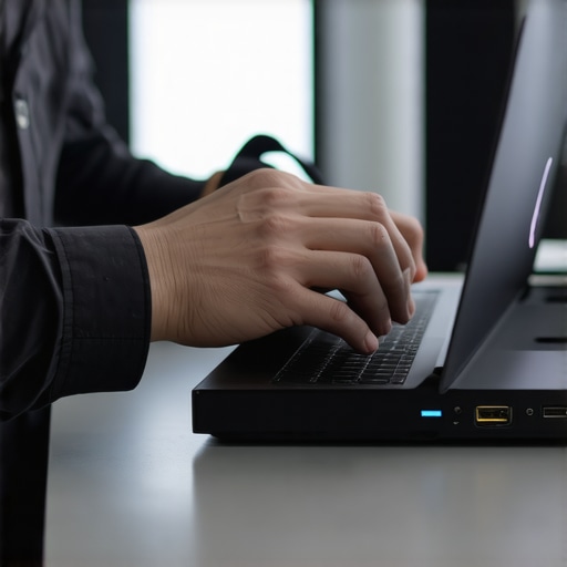 Technician inspecting and testing a Thunderbolt dock with specialized tools