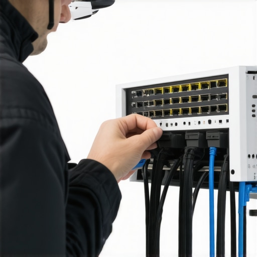 Technician checking and maintaining USB-C and Thunderbolt ports on a docking station.