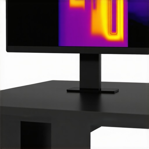 Thermal imaging camera highlighting hotspots on a laptop dock to prevent overheating and hardware failure.