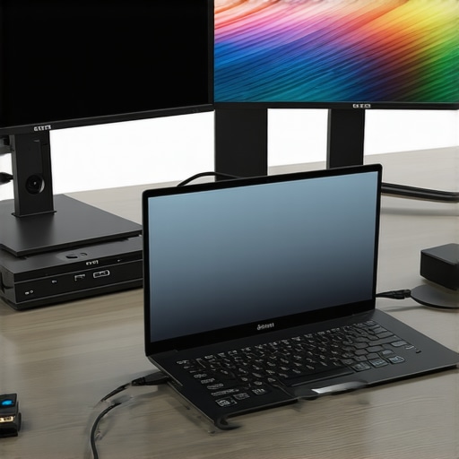 A clean and organized workstation with a high-performance Thunderbolt dock managing multiple monitors and USB devices.
