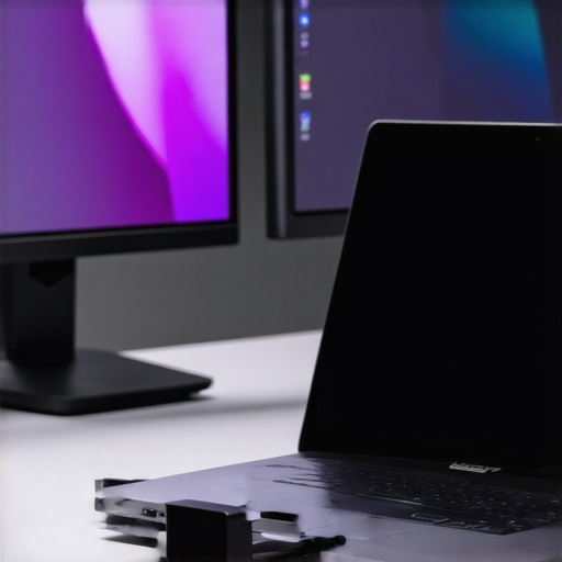 Laptop with multiple monitors connected through a Thunderbolt dock showing stable display performance