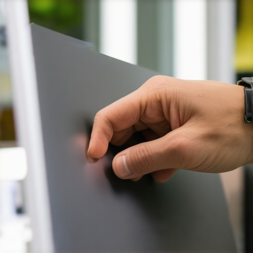 Technician monitoring the temperature of a Thunderbolt dock with a thermal sensor during routine maintenance.
